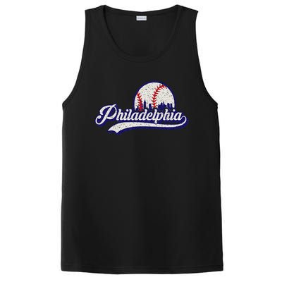 Vintage Distressed Philadelphia Baseball Lovers PosiCharge Competitor Tank