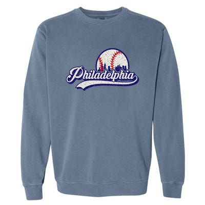 Vintage Distressed Philadelphia Baseball Lovers Garment-Dyed Sweatshirt