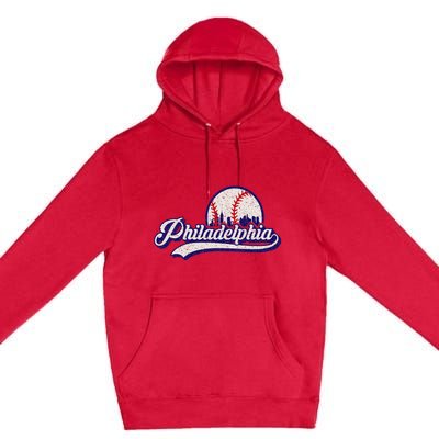 Vintage Distressed Philadelphia Baseball Lovers Premium Pullover Hoodie