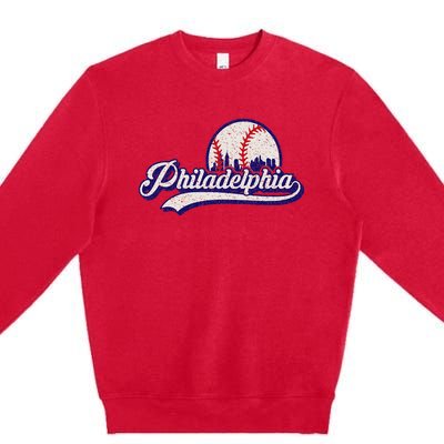 Vintage Distressed Philadelphia Baseball Lovers Premium Crewneck Sweatshirt