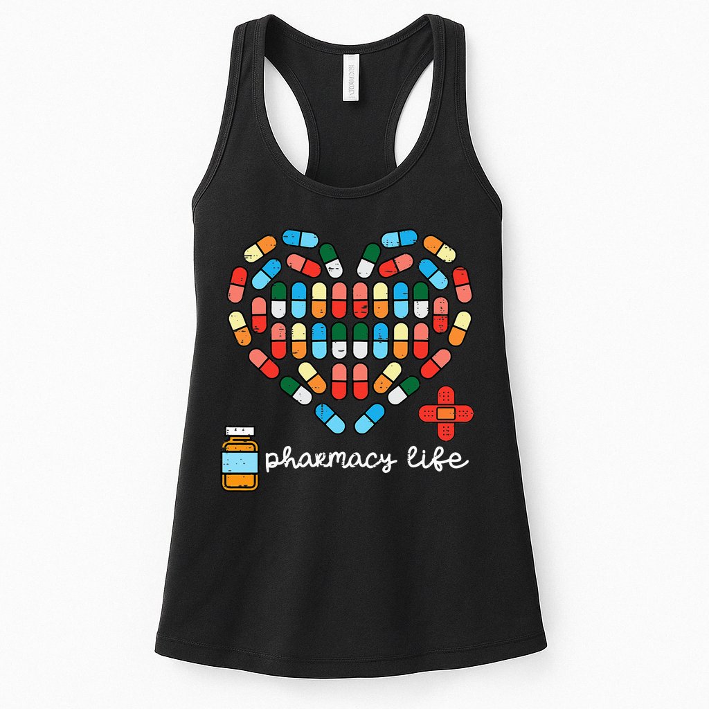 Valentines Day Pharmacy Life Pill Heart Pharmacist Womens Tank Top