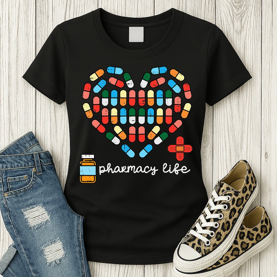 Valentines Day Pharmacy Life Pill Heart Pharmacist Womens T-Shirt