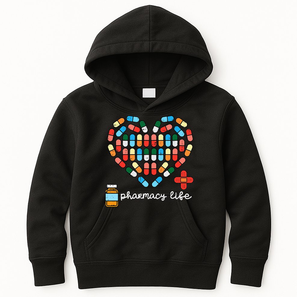 Valentines Day Pharmacy Life Pill Heart Pharmacist Kids Hoodie
