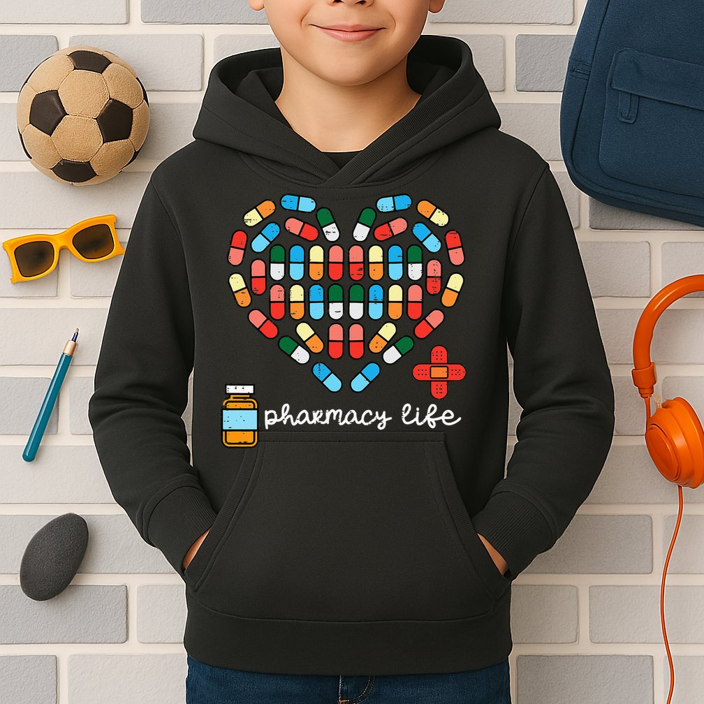 Valentines Day Pharmacy Life Pill Heart Pharmacist Kids Hoodie