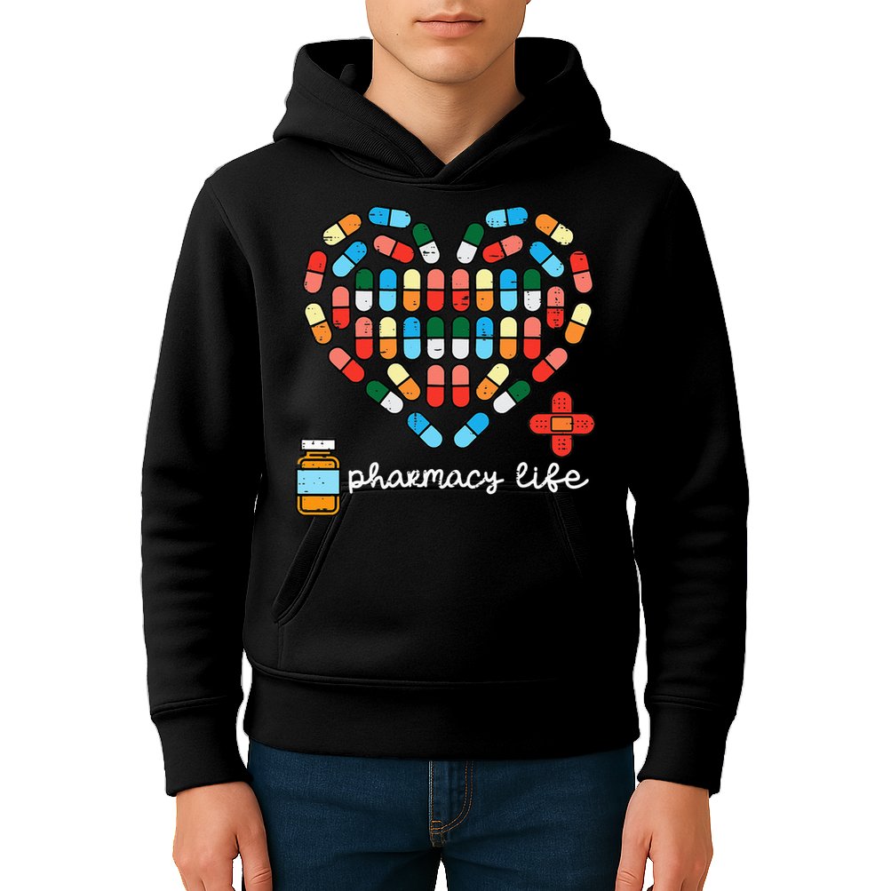 Valentines Day Pharmacy Life Pill Heart Pharmacist Kids Hoodie