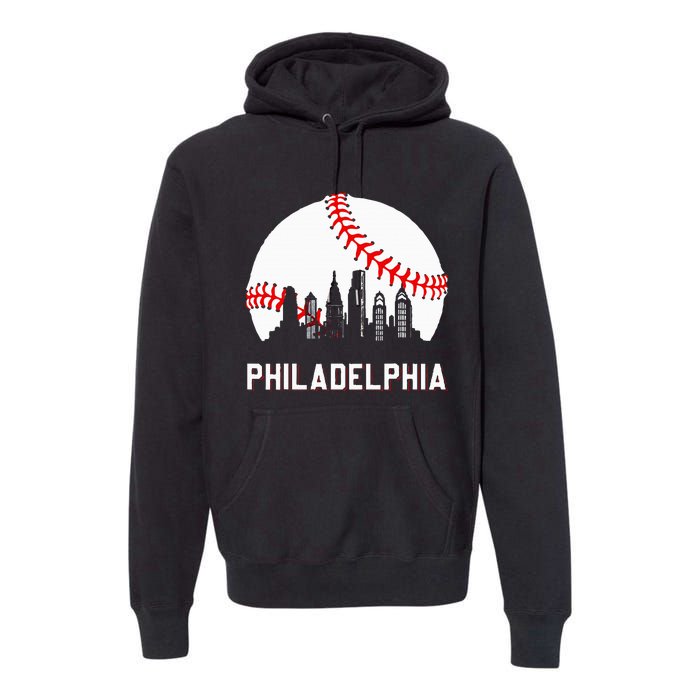 Vintage Distressed Philly Baseball Lovers Premium Hoodie