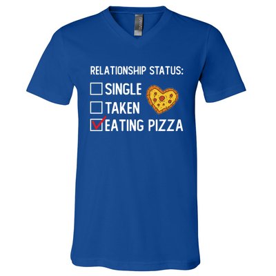 Valentines Day Pizza Party Single Taken Pizza Eating Lover Cute Gift V-Neck T-Shirt