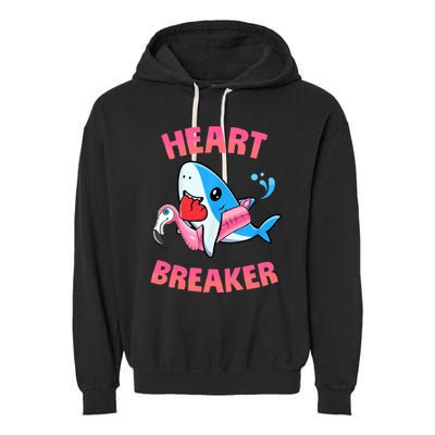 Valentines Day Pool Party Shark Heart Breaker Funny Funny Gift Garment-Dyed Fleece Hoodie
