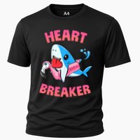Valentines Day Pool Party Shark Heart Breaker Funny Funny Gift Cooling Performance Crew T-Shirt