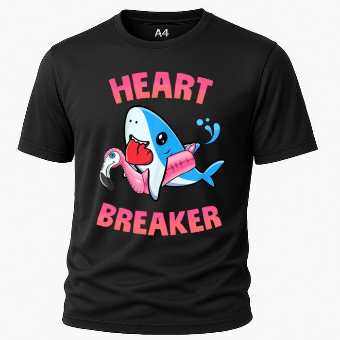 Valentines Day Pool Party Shark Heart Breaker Funny Funny Gift Cooling Performance Crew T-Shirt