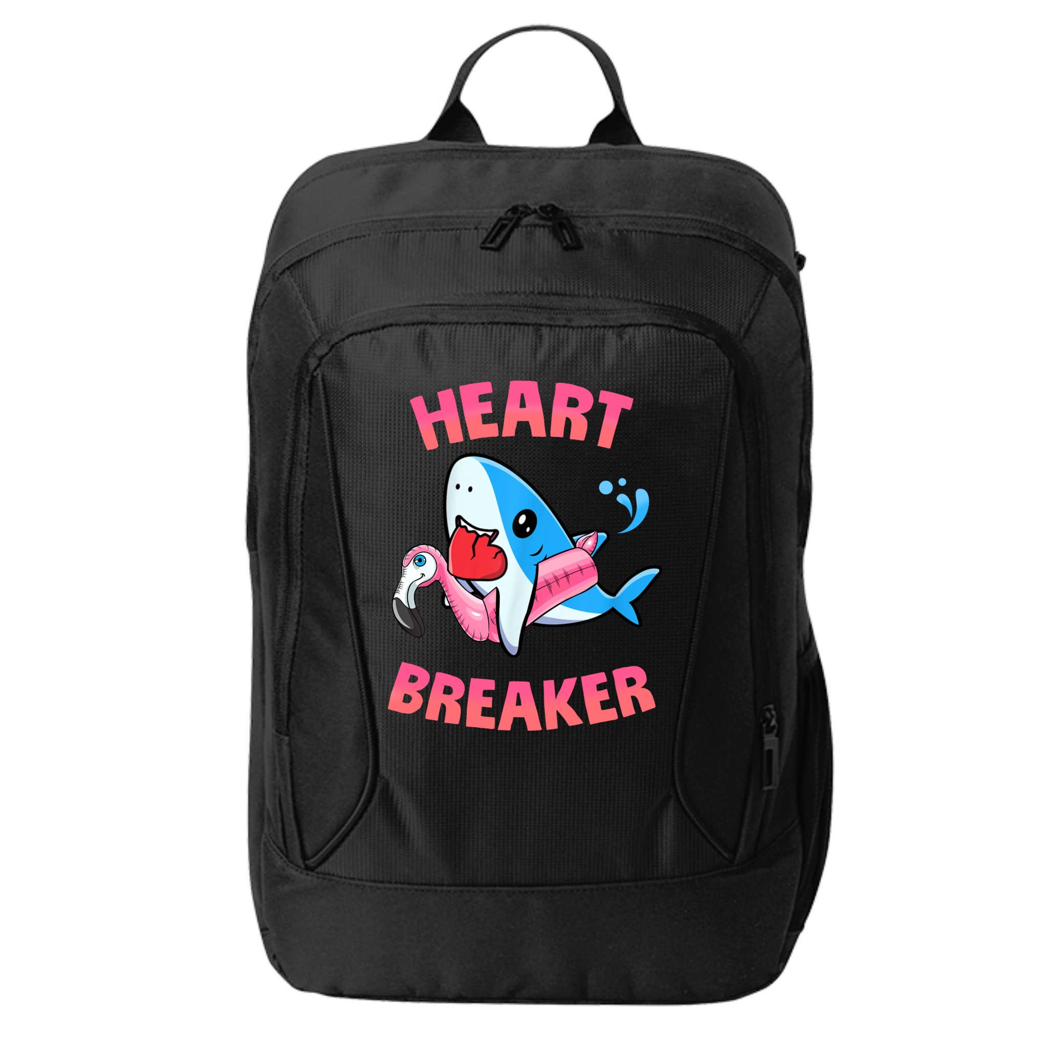 Valentines Day Pool Party Shark Heart Breaker Funny Funny Gift City Backpack
