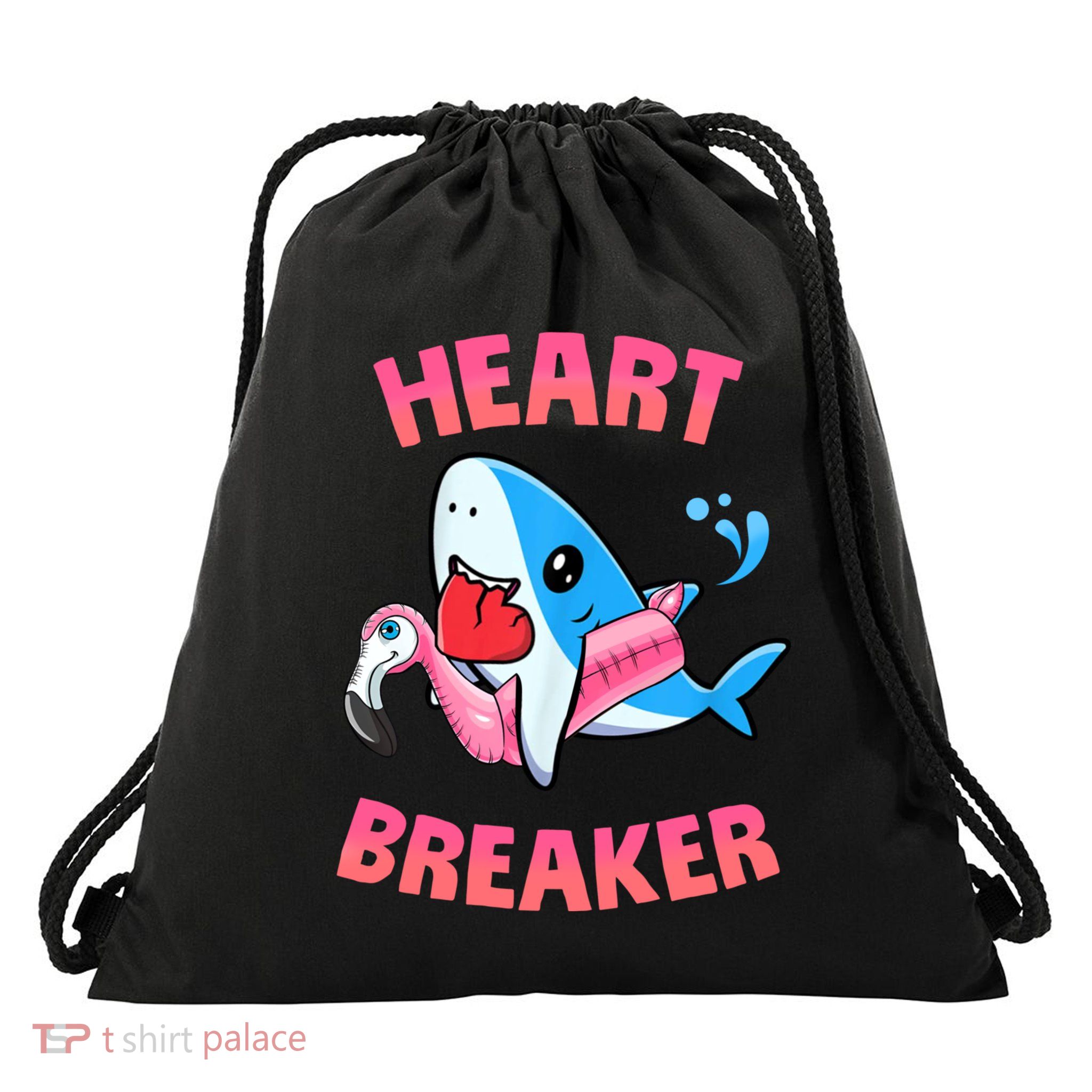 Valentines Day Pool Party Shark Heart Breaker Funny Funny Gift Drawstring Bag