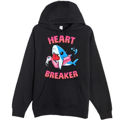 Valentines Day Pool Party Shark Heart Breaker Funny Funny Gift Premium Pullover Hoodie