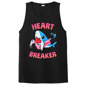 Valentines Day Pool Party Shark Heart Breaker Funny Funny Gift PosiCharge Competitor Tank