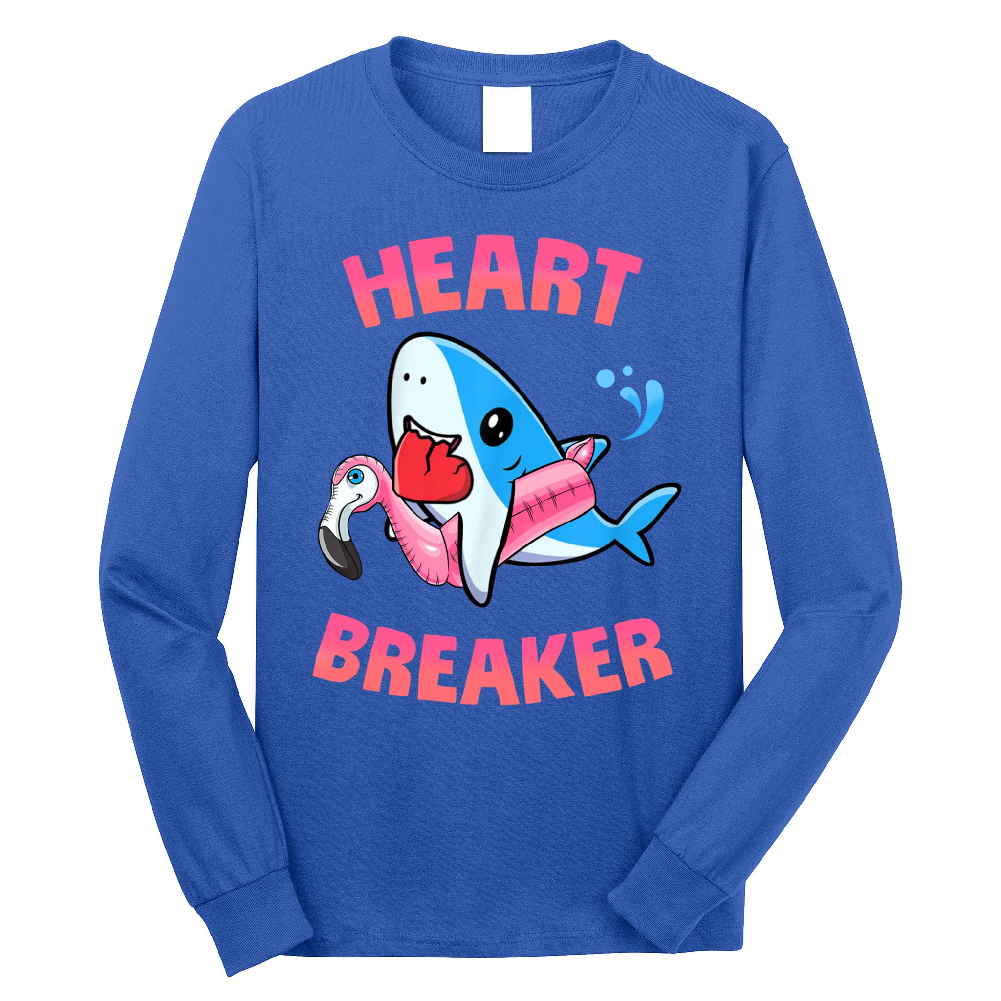 Valentines Day Pool Party Shark Heart Breaker Funny Funny Gift Long Sleeve Shirt