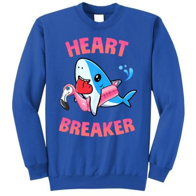 Valentines Day Pool Party Shark Heart Breaker Funny Funny Gift Tall Sweatshirt