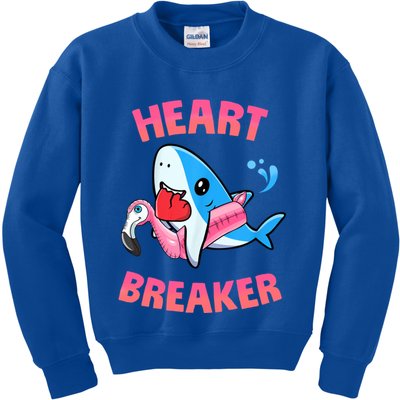 Valentines Day Pool Party Shark Heart Breaker Funny Funny Gift Kids Sweatshirt
