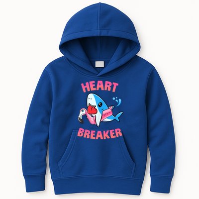 Valentines Day Pool Party Shark Heart Breaker Funny Funny Gift Kids Hoodie