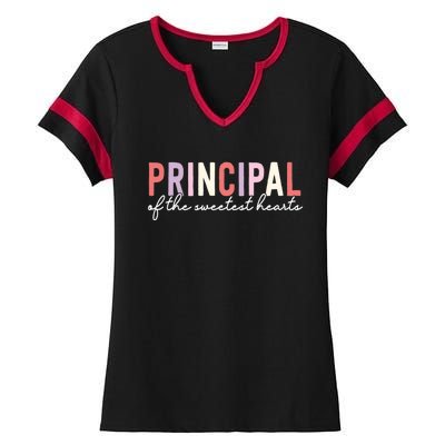 Valentines Day Principal Of The Sweetest Hearts School Gift Ladies Halftime Notch Neck Tee