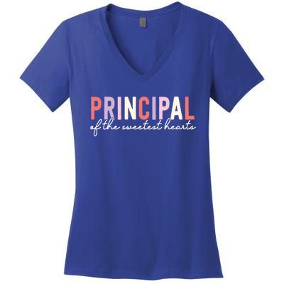 Valentines Day Principal Of The Sweetest Hearts School Gift Women's V-Neck T-Shirt