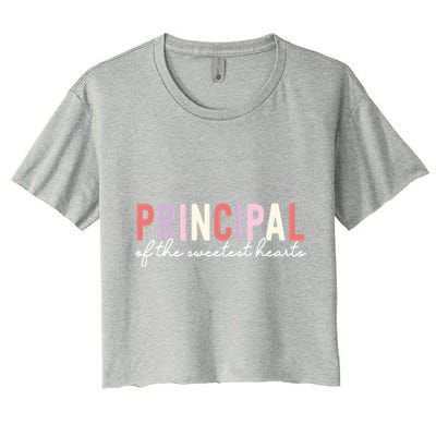 Valentines Day Principal Of The Sweetest Hearts School Gift Women's Crop Top Tee