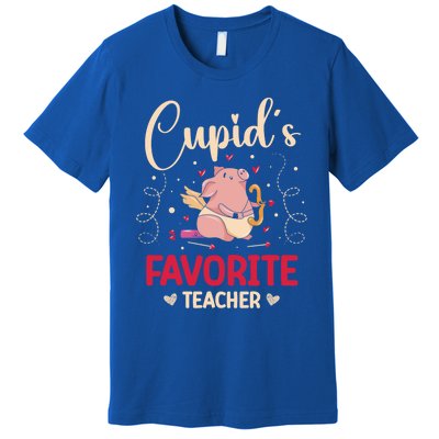 Valentine's Day Pig Lover Funny Cupid's Favorite Teacher Gift Premium T-Shirt