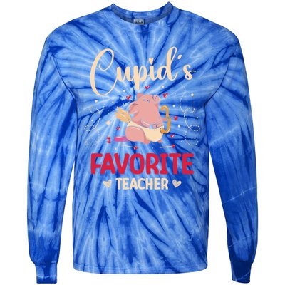 Valentine's Day Pig Lover Funny Cupid's Favorite Teacher Gift Tie-Dye Long Sleeve Shirt