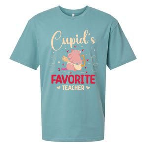 Valentine's Day Pig Lover Funny Cupid's Favorite Teacher Gift Sueded Cloud Jersey T-Shirt