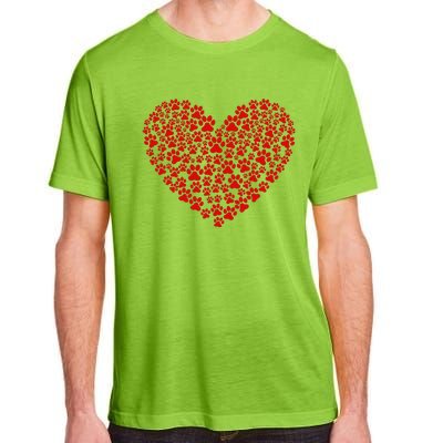 Valentine's Day Paw Heart Prints Dog Cat Lovers Red Love Pet Adult ChromaSoft Performance T-Shirt