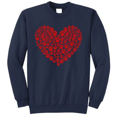 Valentine's Day Paw Heart Prints Dog Cat Lovers Red Love Pet Sweatshirt