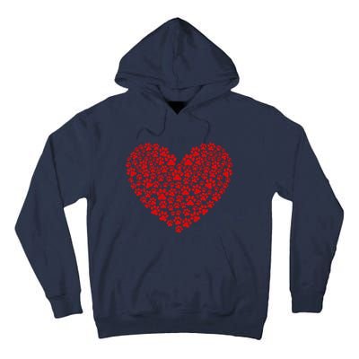 Valentine's Day Paw Heart Prints Dog Cat Lovers Red Love Pet Tall Hoodie