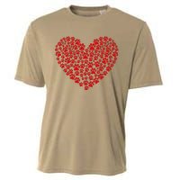 Valentine's Day Paw Heart Prints Dog Cat Lovers Red Love Pet Cooling Performance Crew T-Shirt