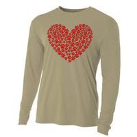 Valentine's Day Paw Heart Prints Dog Cat Lovers Red Love Pet Cooling Performance Long Sleeve Crew