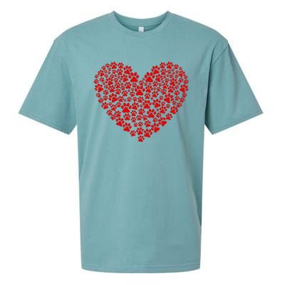 Valentine's Day Paw Heart Prints Dog Cat Lovers Red Love Pet Sueded Cloud Jersey T-Shirt