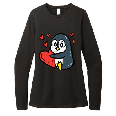 Valentines Day Penguin Heart Boy Girl Toddlers Baby Womens CVC Long Sleeve Shirt