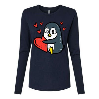 Valentines Day Penguin Heart Boy Girl Toddlers Baby Womens Cotton Relaxed Long Sleeve T-Shirt