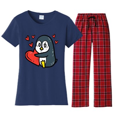 Valentines Day Penguin Heart Boy Girl Toddlers Baby Women's Flannel Pajama Set