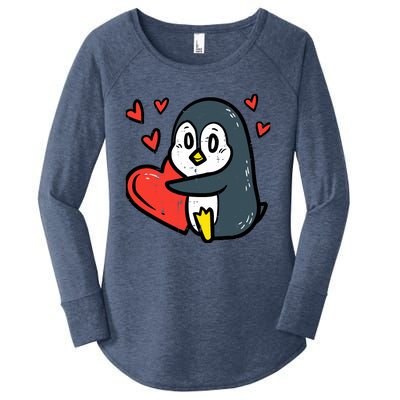 Valentines Day Penguin Heart Boy Girl Toddlers Baby Women's Perfect Tri Tunic Long Sleeve Shirt