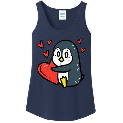 Valentines Day Penguin Heart Boy Girl Toddlers Baby Ladies Essential Tank