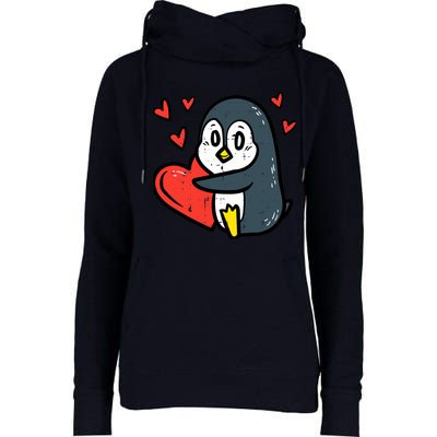 Valentines Day Penguin Heart Boy Girl Toddlers Baby Womens Funnel Neck Pullover Hood