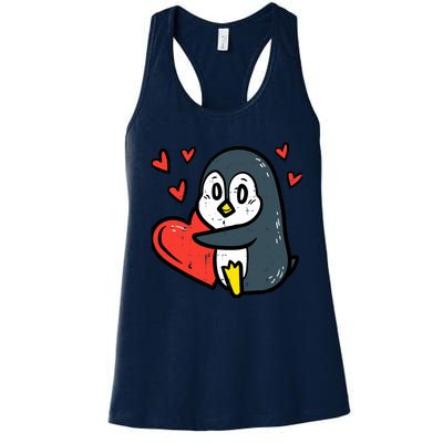 Valentines Day Penguin Heart Boy Girl Toddlers Baby Women's Racerback Tank