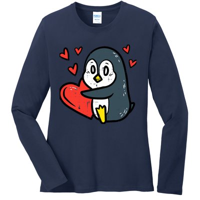 Valentines Day Penguin Heart Boy Girl Toddlers Baby Ladies Long Sleeve Shirt