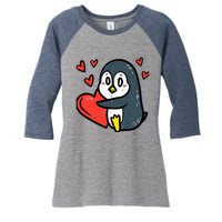 Valentines Day Penguin Heart Boy Girl Toddlers Baby Women's Tri-Blend 3/4-Sleeve Raglan Shirt