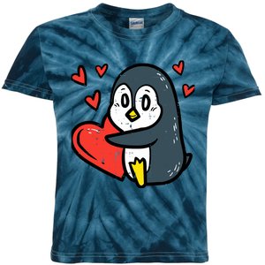 Valentines Day Penguin Heart Boy Girl Toddlers Baby Kids Tie-Dye T-Shirt