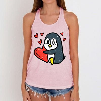 Valentines Day Penguin Heart Boy Girl Toddlers Baby Women's Knotted Racerback Tank