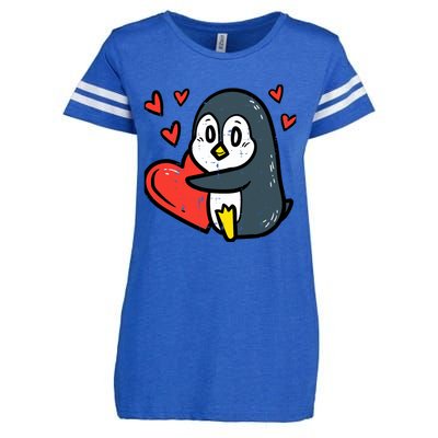 Valentines Day Penguin Heart Boy Girl Toddlers Baby Enza Ladies Jersey Football T-Shirt