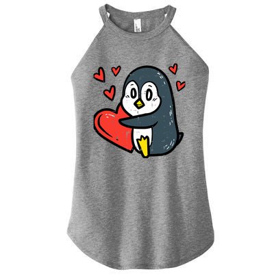 Valentines Day Penguin Heart Boy Girl Toddlers Baby Women's Perfect Tri Rocker Tank