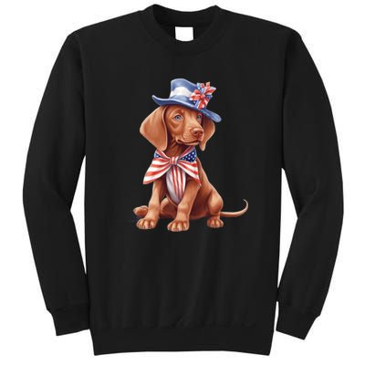 Vizsla Dog Puppy USA Flag American Patriotic Dogs 4th Of July Sweatshirt