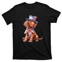 Vizsla Dog Puppy USA Flag American Patriotic Dogs 4th Of July T-Shirt