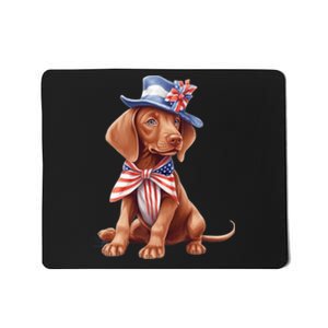 Vizsla Dog Puppy USA Flag American Patriotic Dogs 4th Of July Mousepad